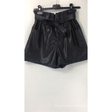 Faux Leather High Waisted Paperbag Shorts